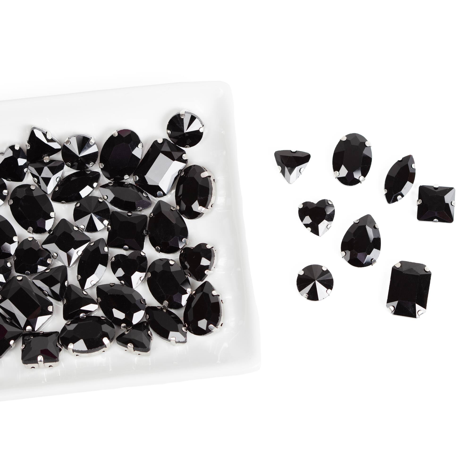 CousinDIY Silver Jet Glass Sew-On Rhinestones, 56ct.
